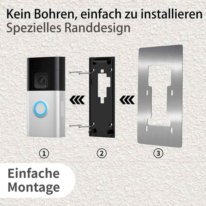 Edelstahl Blende für Ring Videotürklingel/Video Doorbell, Akku 2. Gen, 3 Plus, Pro Battery – Robuste