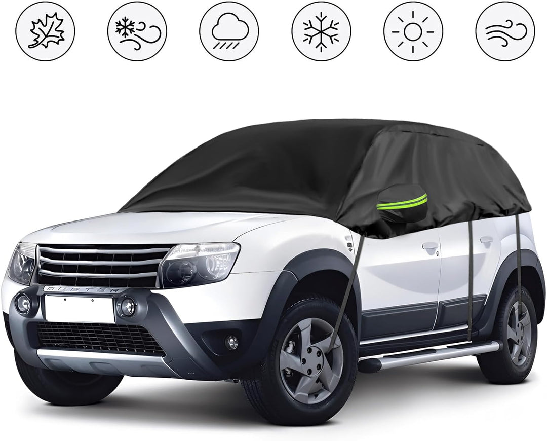 Halbgarage für 2010-2023 Dacia Duster, Schwarz Massgeschneidertes Autogarage Softtop Halbabdeckung m
