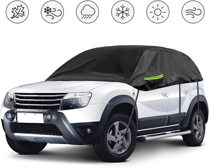 Halbgarage für 2010-2023 Dacia Duster, Schwarz Massgeschneidertes Autogarage Softtop Halbabdeckung m