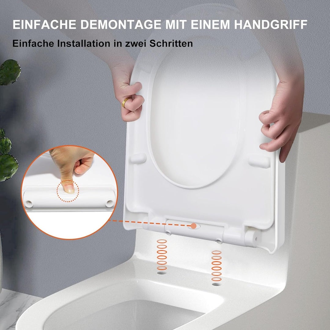 Toilettendeckel,Wc Sitz Mit Absenkautomatik,Quick-Release Funktion,O Form Weisser Universal-Wc-Decke