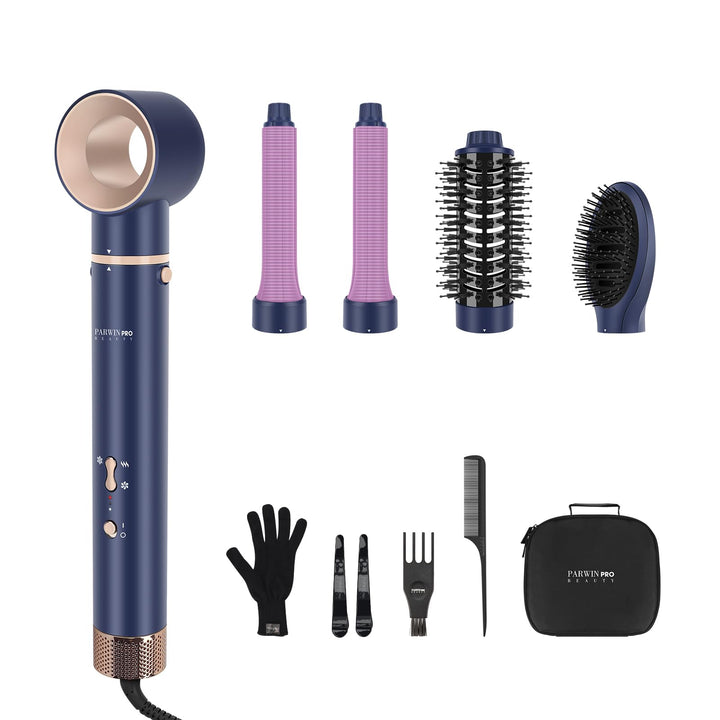5-in-1 Airstyler &amp; Lockenstab, PARWIN PRO BEAUTY Ionen Föhn Stylingbürsten, 5 Aufsätze Rundbürstenfö