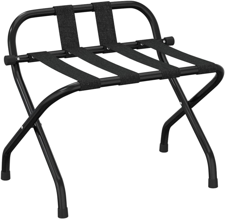 Gepäckablage mit Rückenlehne und klappbarem Metallgestell für Hotelzimmer oder Gästezimmer, Schwarz,