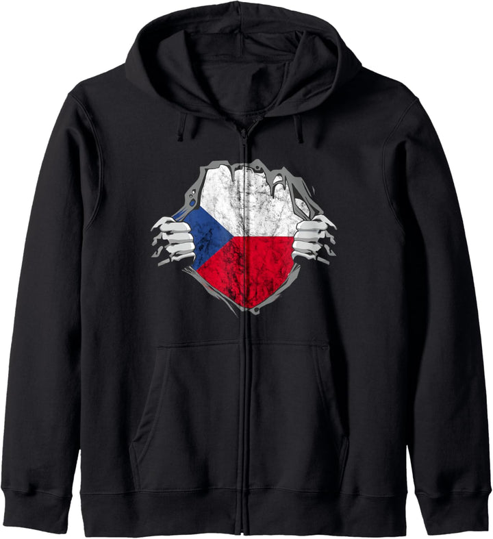 Tscheche Brust Tschechischer Stolz Tschechien Flagge Czechia Kapuzenjacke