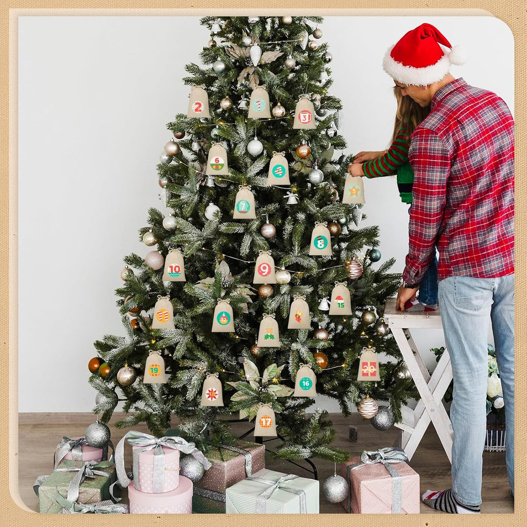 50 Stück Stoffbeutel zum Bemalen, 15x10cm Stoffsäckchen mit Zugband DIY Adventskalender Baumwollbeut