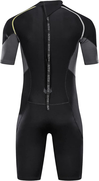 ZCCO Herren Shorty Neoprenanzüge 1,5 mm Premium Neopren-Reissverschluss Kurzarm zum Tauchen, Speerfi
