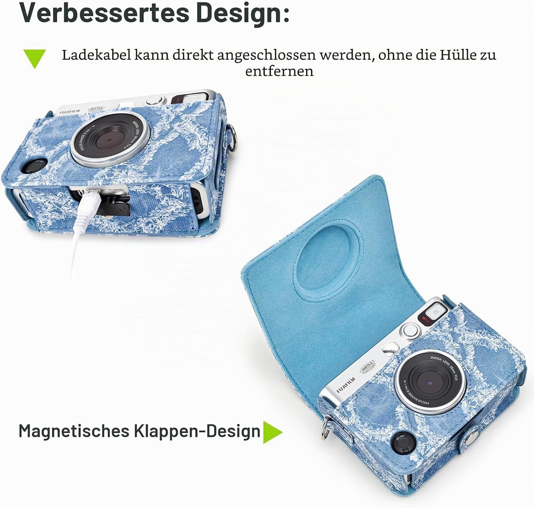 MUZIRI KINOKOO Fuji Mini EVO Tasche – PU-Leder Tasche mit kompatibel mit Fuji Instax Mini EVO Sofort