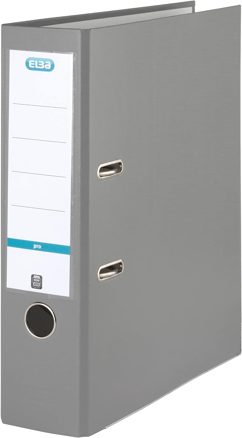 Elba Ordner A4, Smart Pro, 8 cm breit, Kunststoff aussen, grau, 10 Stück grau A4, breit, grau A4, br