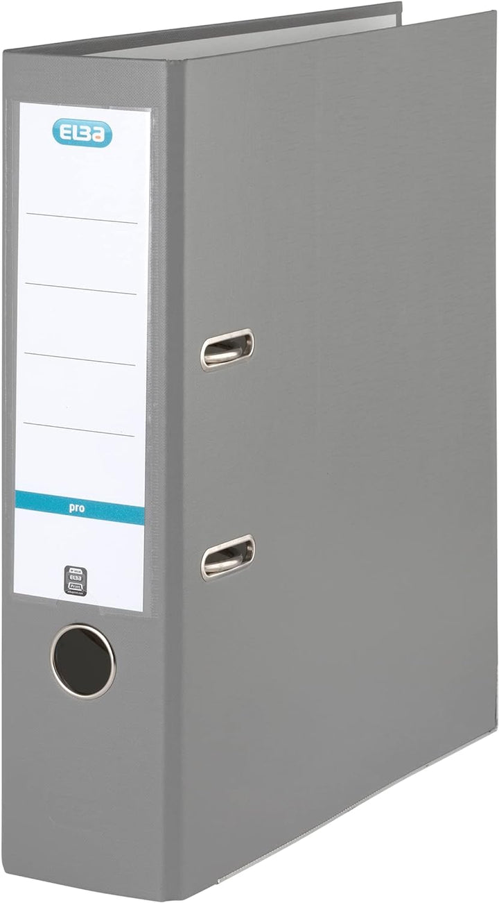 Elba Ordner A4, Smart Pro, 8 cm breit, Kunststoff aussen, grau, 10 Stück grau A4, breit, grau A4, br