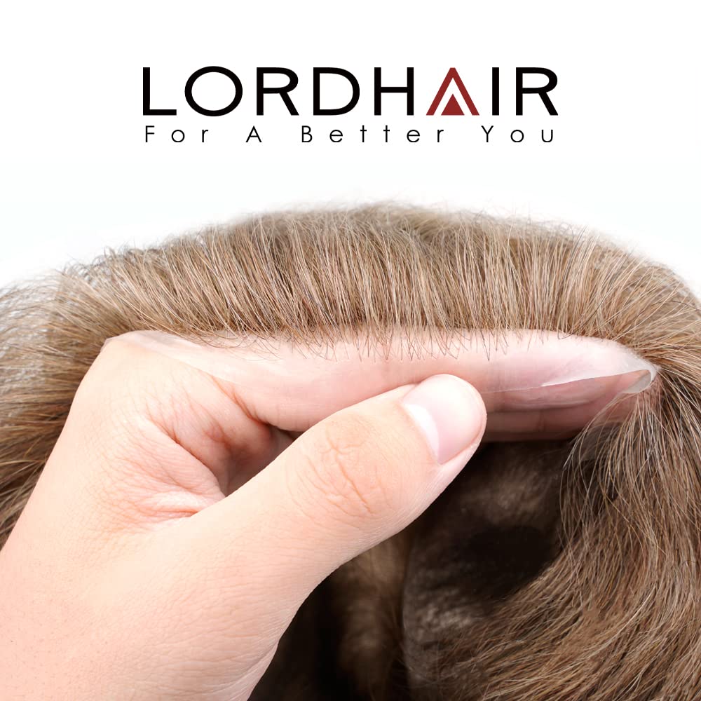 Lordhair Perücke Männer,Realität Toupet,0,06 mm Alle V-Looped Dünnes,Haarfreestyle,Natürlich eng anl