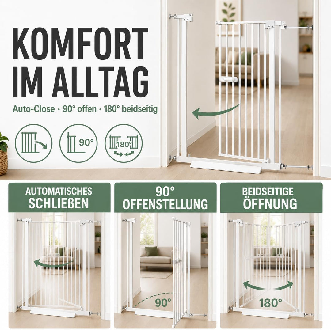 Türgitter 150cm ausziehbar mit Einhandgriff und Selbstschluss Höhe:150 Cm/76-85 Cm Breite, Höhe:150