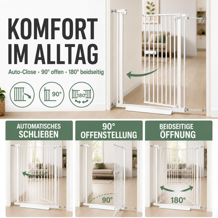Türgitter 150cm ausziehbar mit Einhandgriff und Selbstschluss Höhe:150 Cm/76-85 Cm Breite, Höhe:150