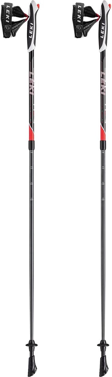 LEKI Spin Nordic Walkingstöcke schwarz-neonrot-weiss 100-130cm, schwarz-neonrot-weiss 100-130cm
