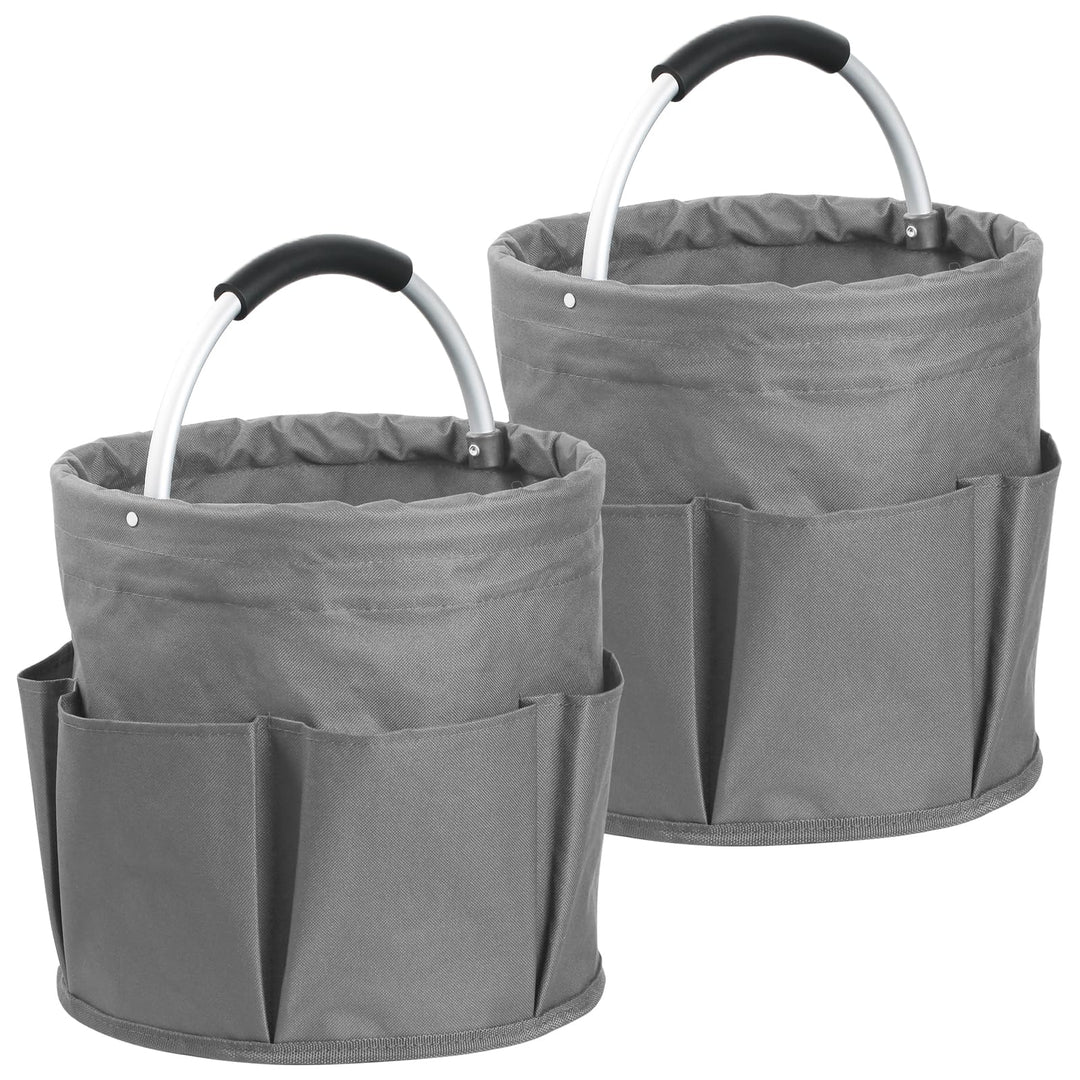 2Pcs 17L Putzmittel Organizer mit 6 Taschen, Faltbarer Einkaufskorb aus 600D Oxford-Gewebe, Tragbare