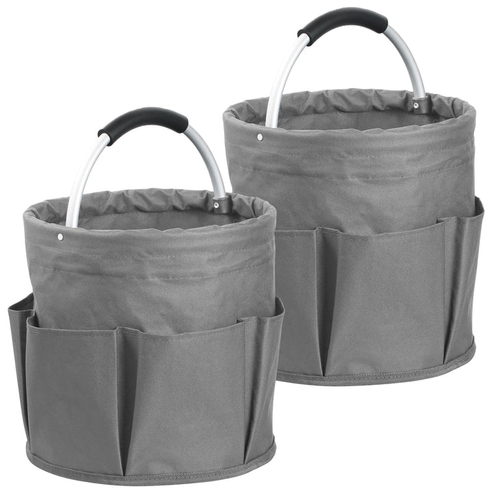 2Pcs 17L Putzmittel Organizer mit 6 Taschen, Faltbarer Einkaufskorb aus 600D Oxford-Gewebe, Tragbare