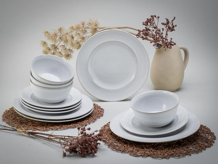 CreaTable, 23670, Serie ANTIQUE offwhite, Geschirrset, Teller Set 12 teilig Tafelservice 12 tlg, Taf