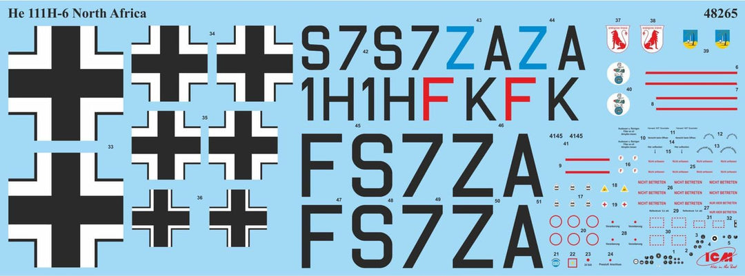 ICM Herren ICM48265-1, German 1:48-He 111H-6 Nordafrika, Deutscher Bomber, Grau, M
