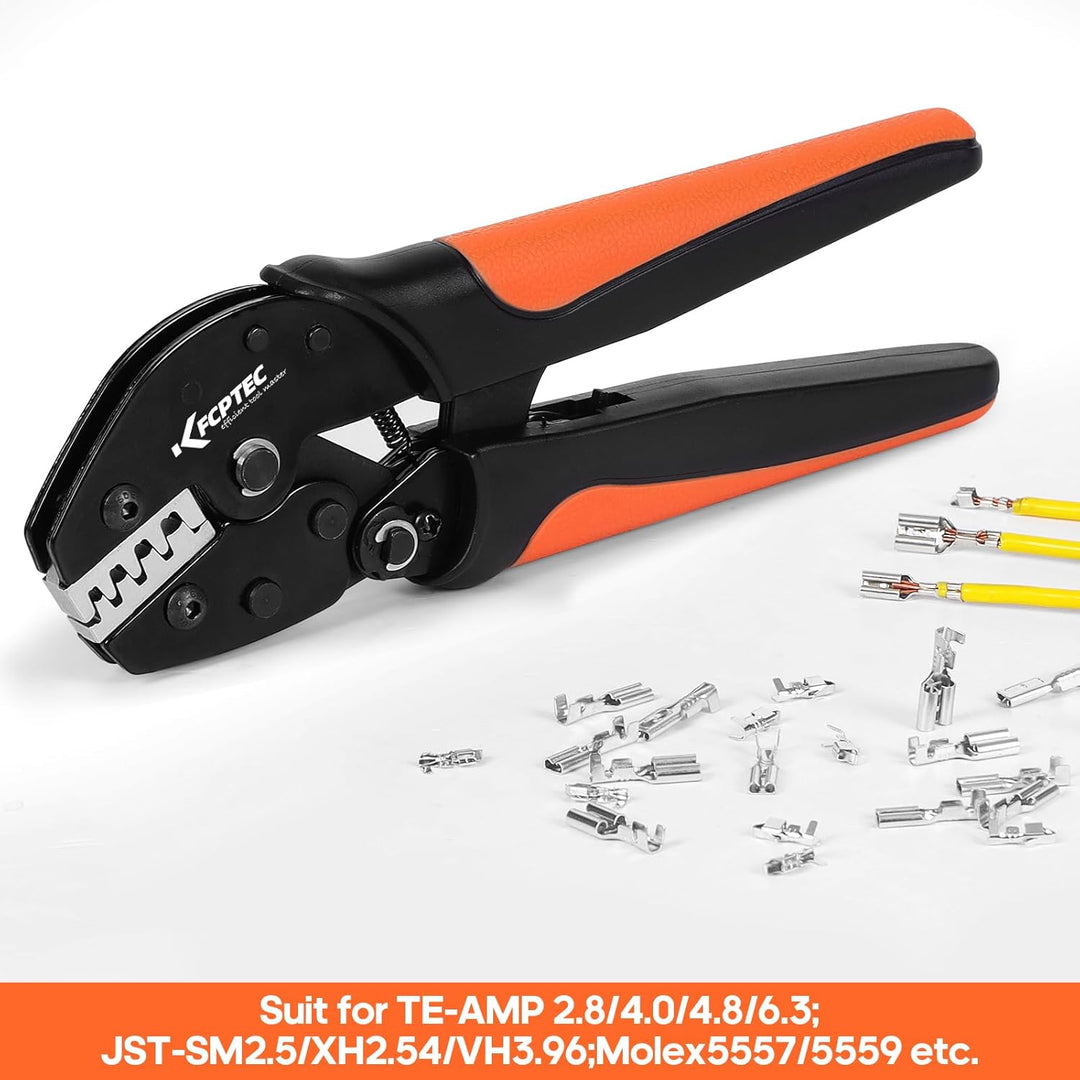 KF CPTEC Crimpzange für nicht isolierte Kabelschuhe,unisolierte Open Barrel Flachstecker, 0,25–1,5 m
