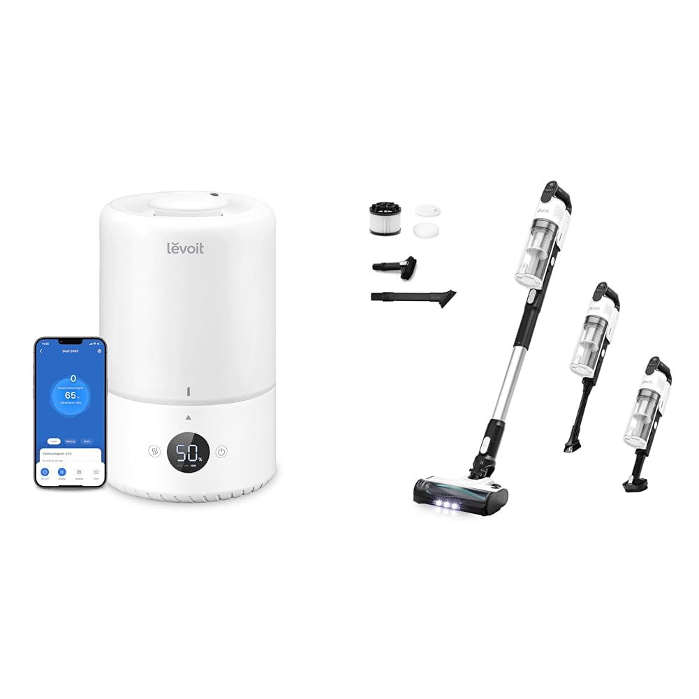 LEVOIT Dual 200S Smart 3L Luftbefeuchter für Schlafzimmer und Pflanzen + LEVOIT Akku Staubsauger mit