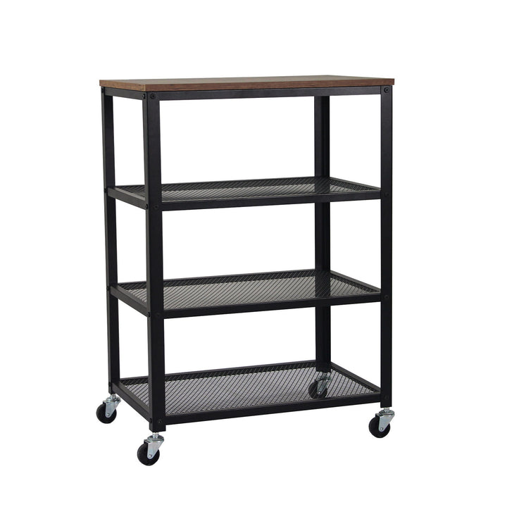 Relaxdays Rollwagen, 4 Ablagen, Industrial, Küche &amp; Wohnzimmer, HBT: 85x60x40 cm, Servierwagen mit R