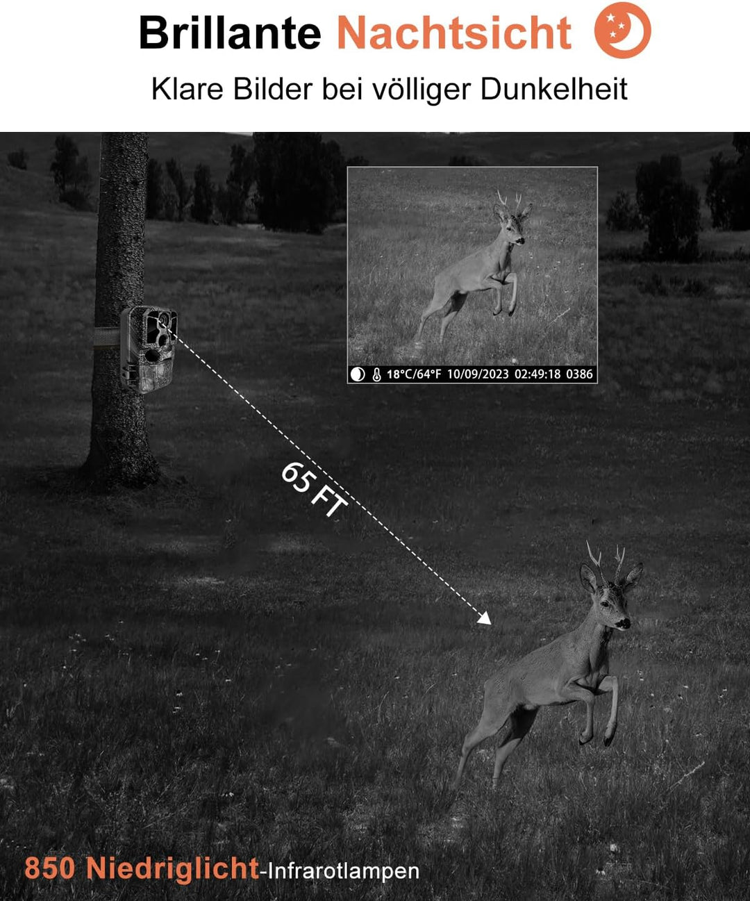 KJK Wildkamera mit Handyübertragung APP, 4K 64MP HD WLAN Bluetooth Wildkamera mit Bewegungsmelder Na
