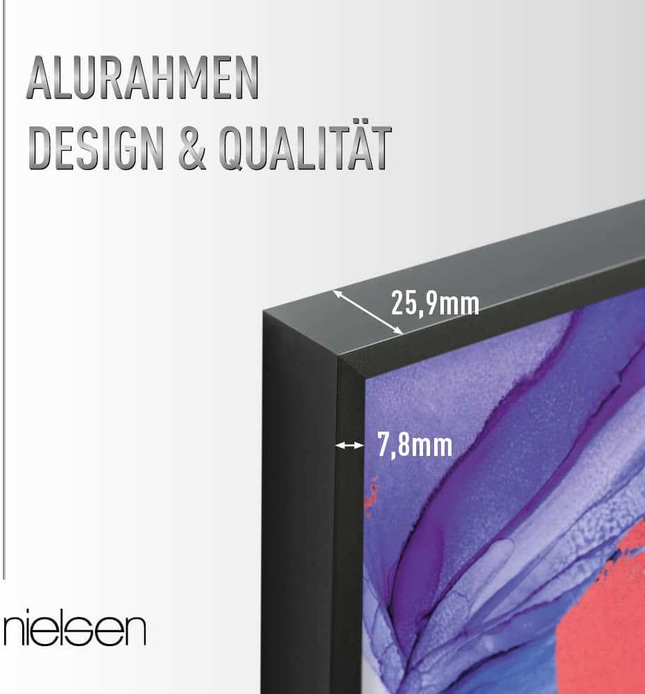 nielsen Bilderrahmen, 10 x 15 cm, Aluminium, Schwarz matt, Fotorahmen zum Auftstellen und Aufhängen