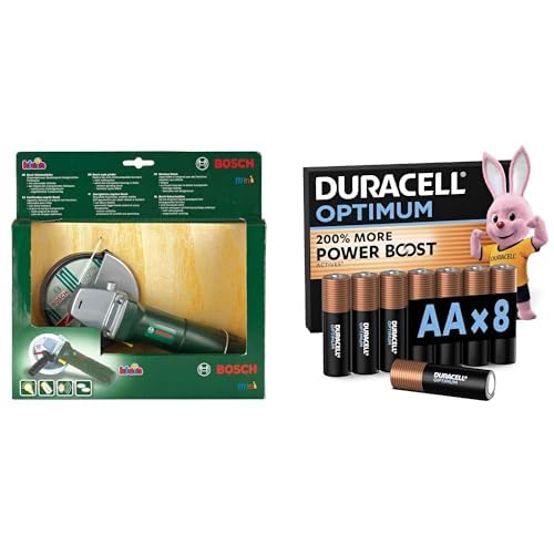 Theo Klein Bosch Winkelschleifer, Licht &amp; Sound, 3+ Jahre, &amp; Duracell Optimum AA 8 Stück, Power Boos