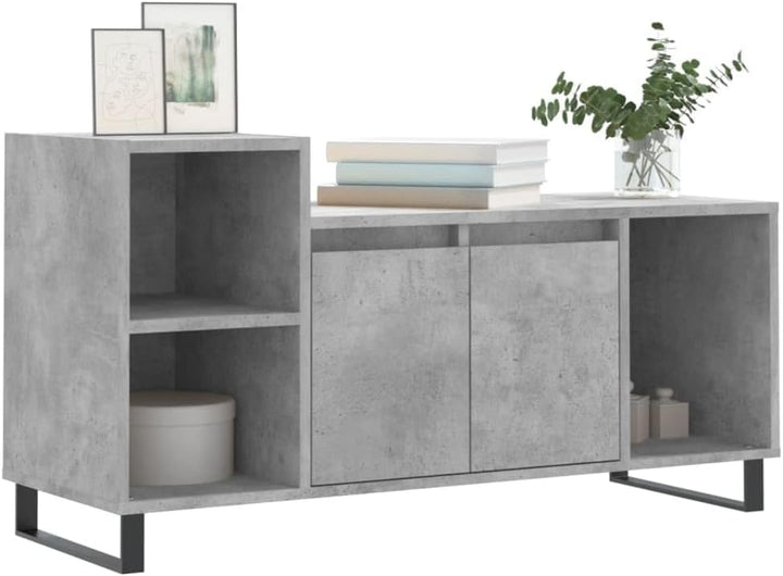 TV-Schrank, Zementgrau, 100 x 35 x 55 cm, mehrschichtiges Holz, Metall, TV-Schrank, Vitrine mit Türe