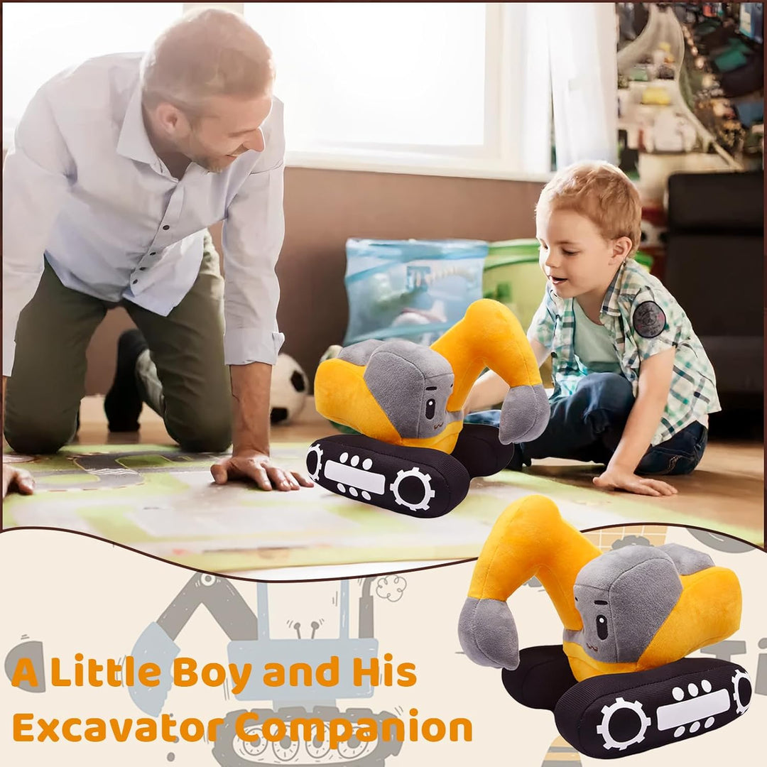 Süsses Bagger Kuscheltier für Kinder – 26x23cm Plüsch Bagger Spielzeug mit realistischem Design, wei