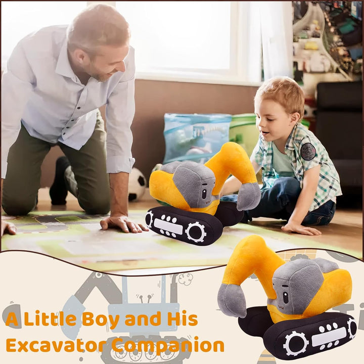 Süsses Bagger Kuscheltier für Kinder – 26x23cm Plüsch Bagger Spielzeug mit realistischem Design, wei