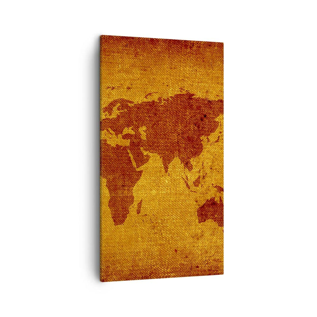 Bilder auf Leinwand Alte Karte Kontinente Reisen Welt Leinwandbild mit Rahmen 45x80cm Wandbilder Dek