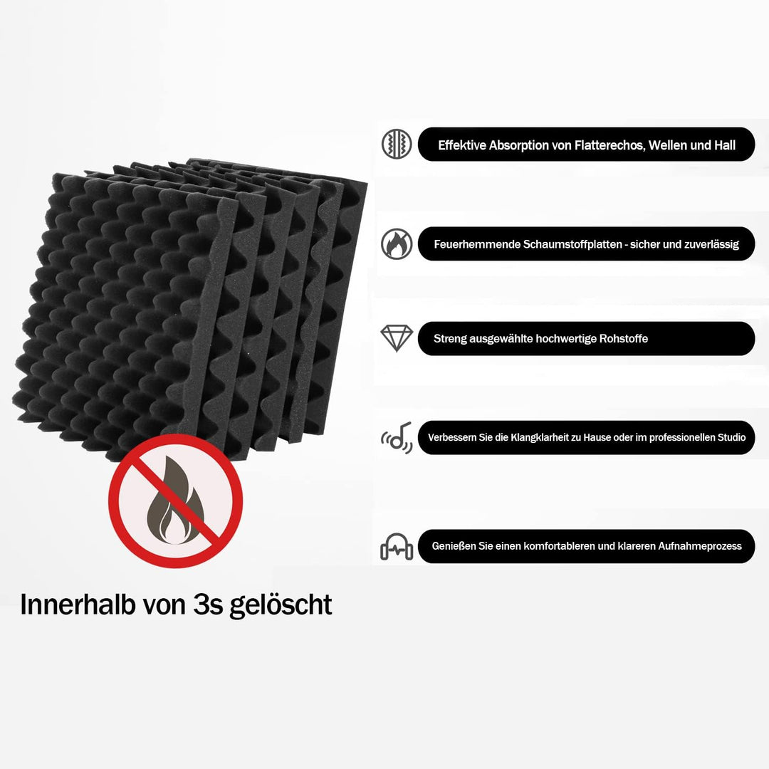24 Stück Eierkiste Schallschutzplatten Schallschutzmatte Akustikpaneele Schallschutz Wand für Aufnah