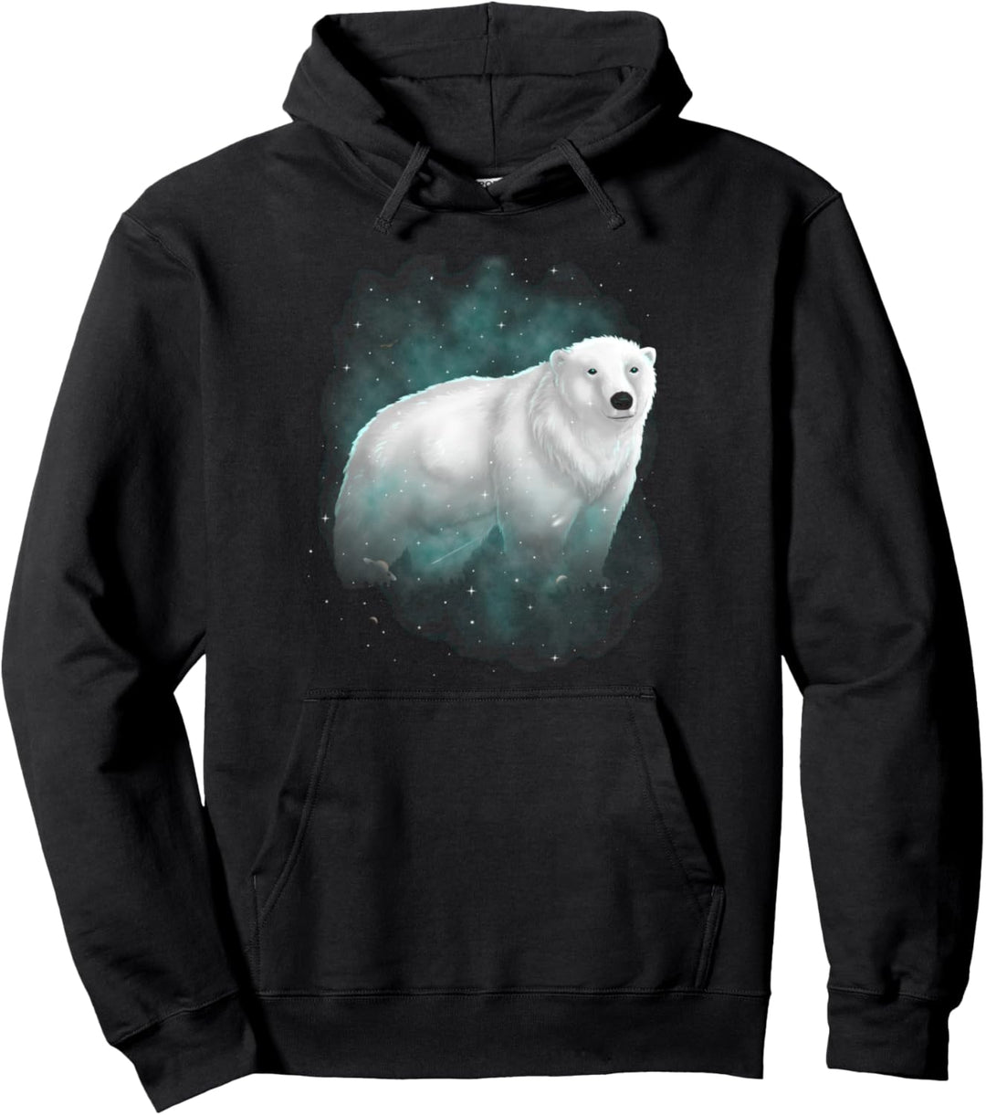 Polar Bear Cosmic Galaxy Celestial Outer Space Astronomy Pullover Hoodie