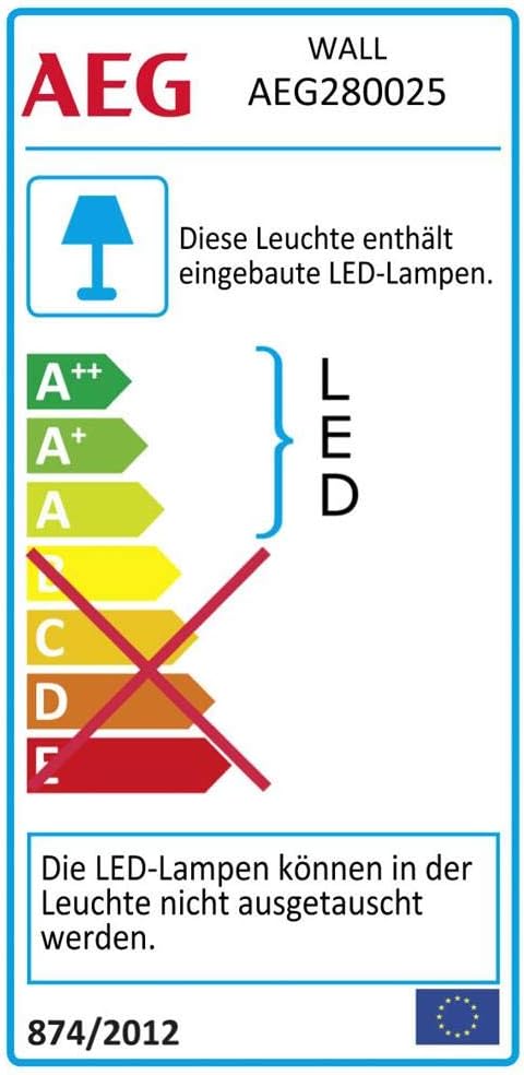 AEG WALL LED Wandeinbauleuchte 25,2 cm Satiniert Nickel gebürstet