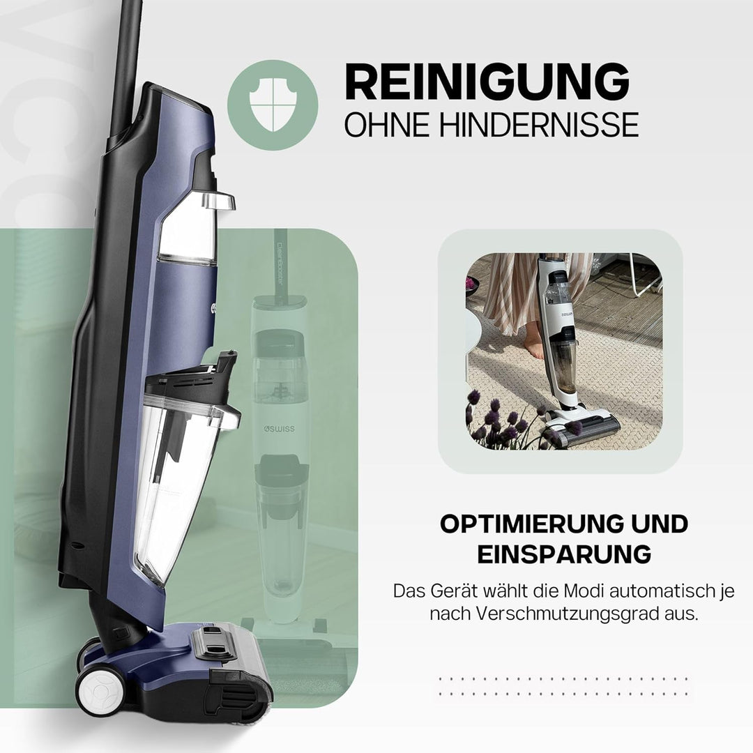 4SWISS VC024 Nass Trockensauger, All-in-One Saugwischer Kabellos mit Wischfunktion, LED-Display, Sel