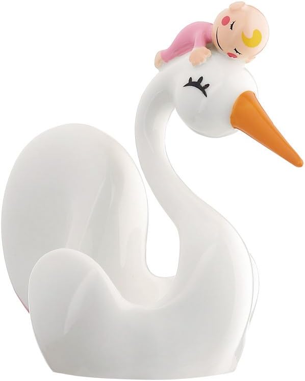 Alessi Bimboniera Babyparty Gastgeschenk Bonbonniere, rosa, Porzellan, weiss, 8.2 x 0.3 x 3.5 cm, We