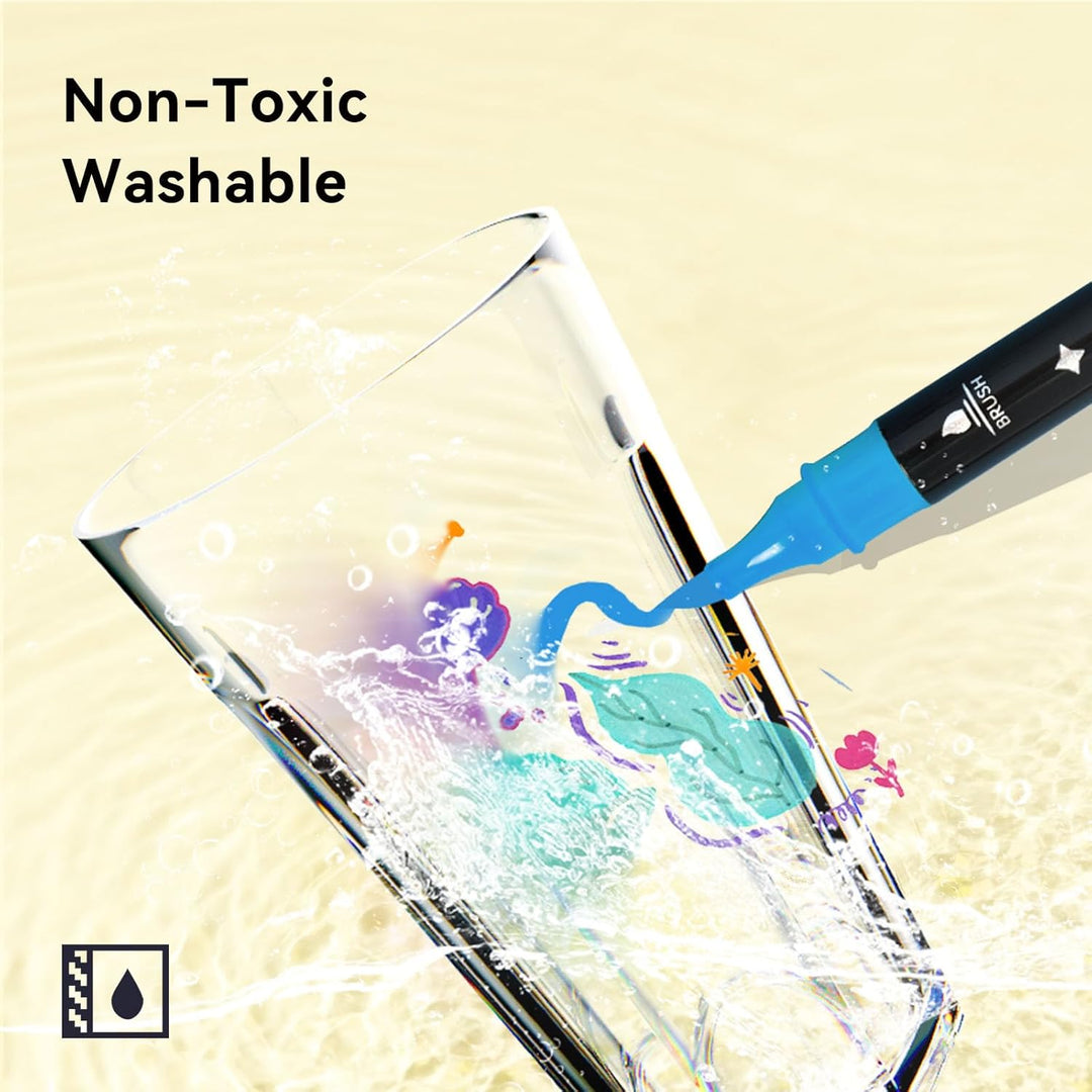 Arrtx 64 Acrylstifte für Steine wasserfest, Acrylmarker mit Pinselspitze und feiner Spitze, Steine B