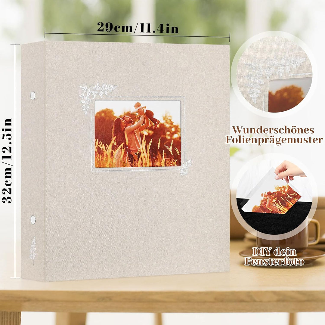 Lanpn Fotoalbum 11,5x15 11x15 400 Taschen, Leinen Einstecken Einsteckalbum für Vertikale Bilder Foto