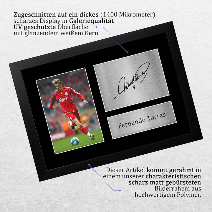 HWC Trading FR A4 Fernando Torres Liverpool Gifts gedrucktes Autogramm für Fans und Fans, A4 gerahmt