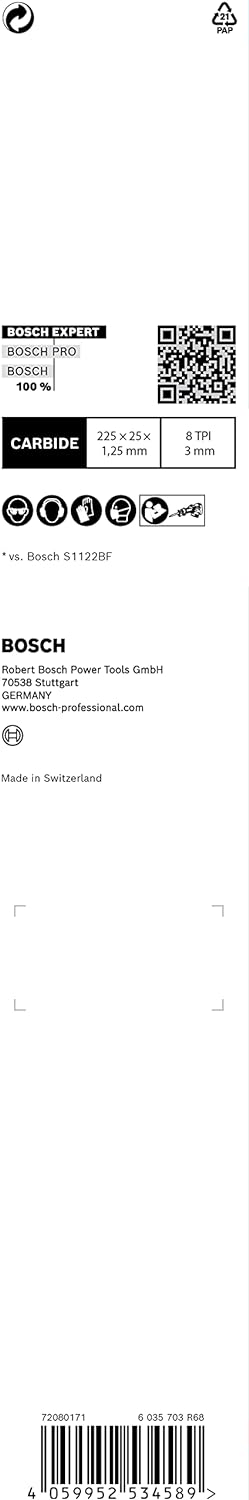 Bosch Professional 1x Expert ‘Thick Tough Metal’ S 1155 CHC Säbelsägeblatt (für Zäher Stahl, Gusseis