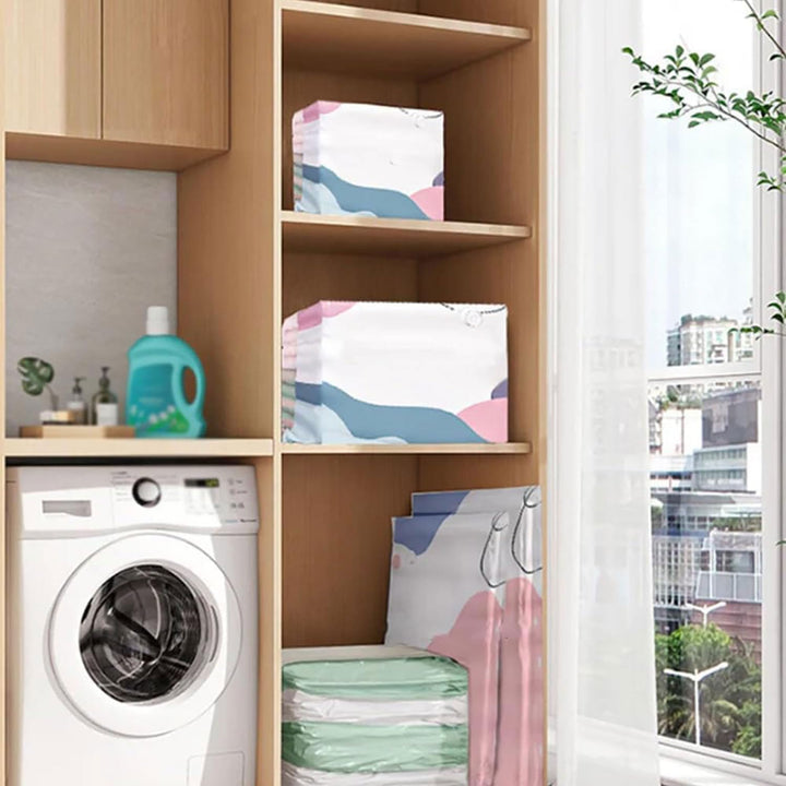 2 Pack No‑Pump Vacuum Storage Bags, Vakuumbeutel ohne Pumpe, Vakuum-Aufbewahrungsbeutel, platzsparen