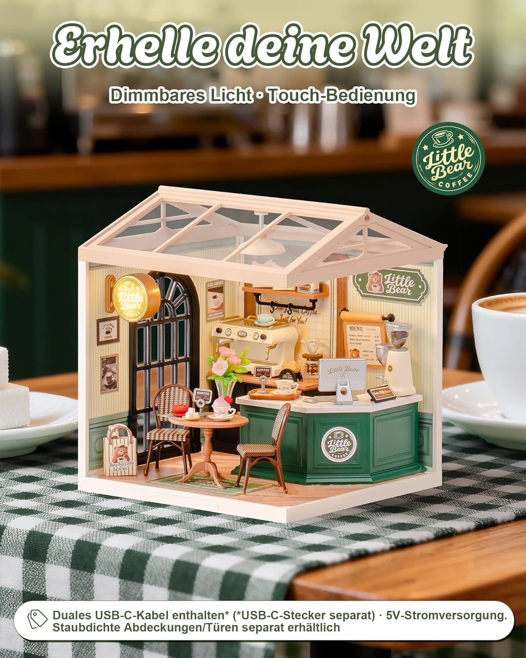 Rolife Super Creator Perfect Romance Café, DIY Miniature House mit Licht, Ohne Kleber, Niedliche Min
