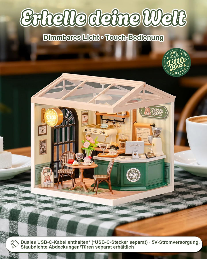 Rolife Super Creator Perfect Romance Café, DIY Miniature House mit Licht, Ohne Kleber, Niedliche Min
