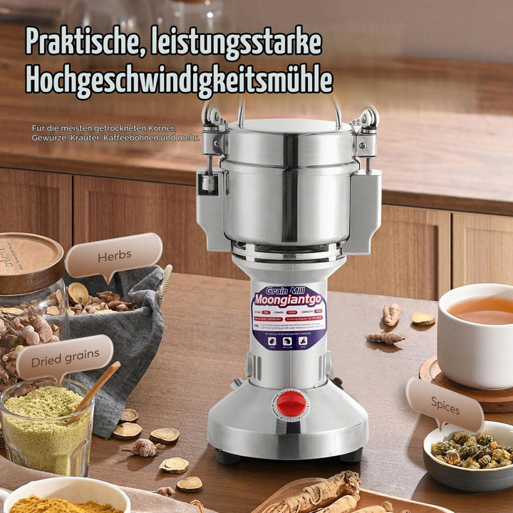Moongiantgo Getreidemühlen Elektrisch 300g Elektrische Mühle, Rostfreier Stahl &amp; Kommerzieller Motor