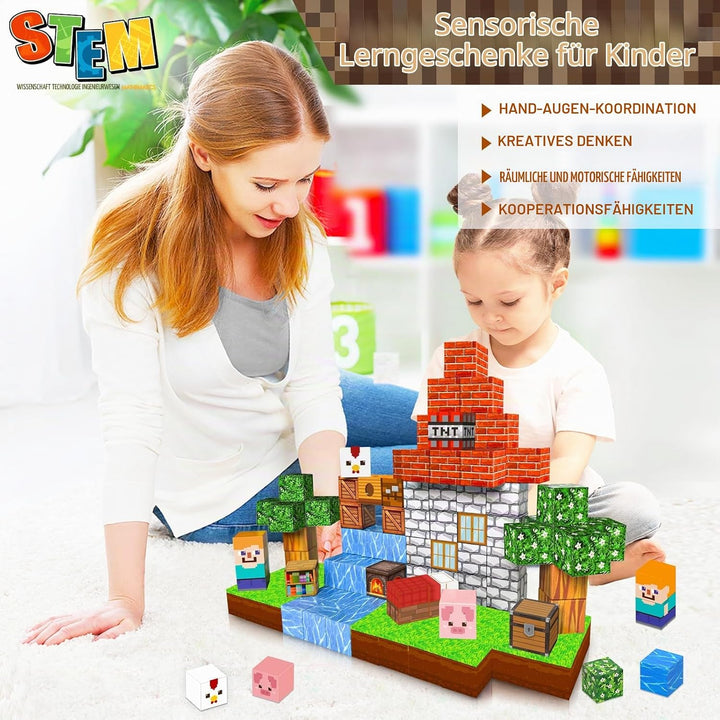 Goody King Magnetische Bausteine Bauspielzeug 100 Pcs Magnetbausteine für Kinder Montessori Kreative