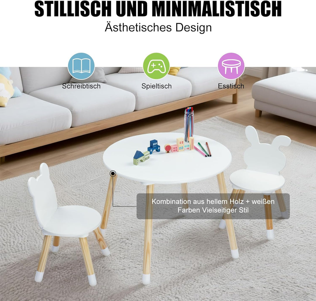 LALAHO Kindertisch mit 2 Stühle，Sitzgruppe Kinder，Kinder Schreibtisch/Maltisch für，Spieltisch，mit Ki