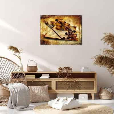 Bilder auf Leinwand Violine Instrument Notizen Leinwandbild 70x50cm Wandbilder Dekoration Wohnzimmer