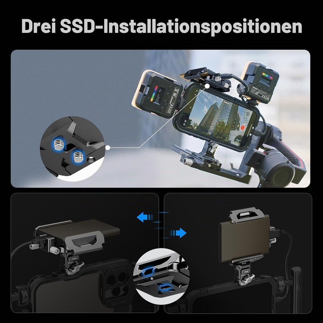 NEEWER SSD Halterung 40-65mm, Schnellverschluss, SSD Halter mit Kabelklemme, kompatibel mit SmallRig