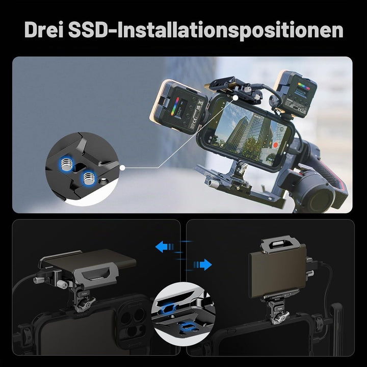 NEEWER SSD Halterung 40-65mm, Schnellverschluss, SSD Halter mit Kabelklemme, kompatibel mit SmallRig