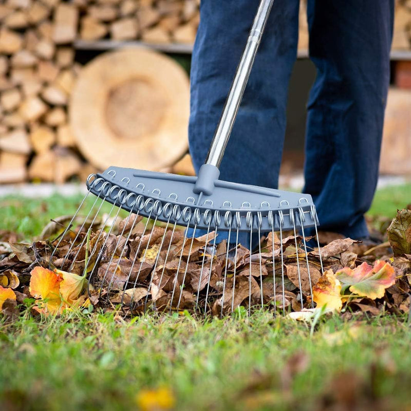 Hortem Laubrechen, Gartenschwader für Rasen, Blätter, Stroh, Kies, 63-160cm Verstellbarer Hofstrohsc