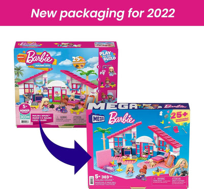 Mega Barbie MEGA Construx GWR34 - Barbie Malibu Villa, Bauspielzeug für Kinder, Bauset mit 303 Baust